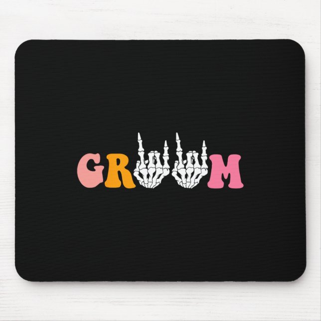Halloween Groom Bride Skeleton Hand Wedding Bachel Mouse Pad (Front)