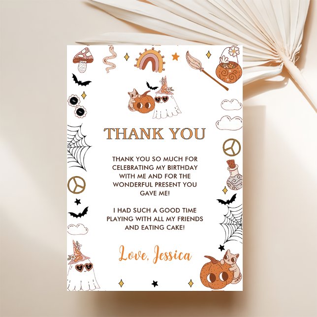 Halloween Groovy Cute Ghost Thank You Card (Creator Uploaded)