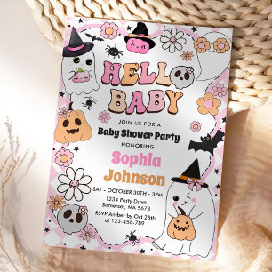 Halloween Groovy Ghost Baby Shower Invitation