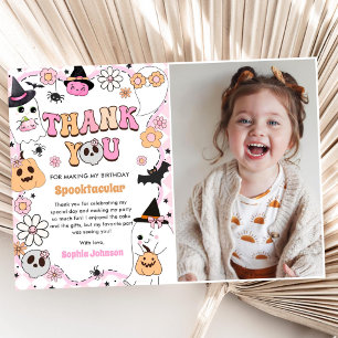 Halloween Groovy Ghost Birthday Thank You Card