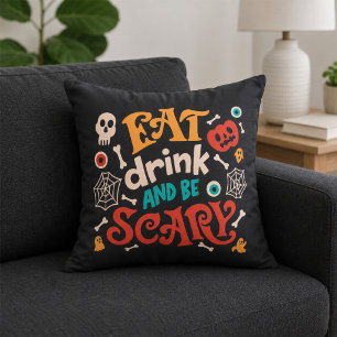 Halloween Groovy Spooky Season Graphic Tee Throw Pillow