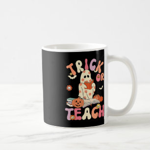 Halloween Groovy Trick or Teach Retro Floral Ghost Coffee Mug