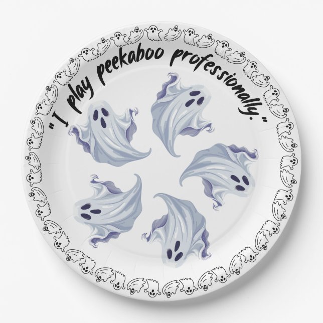 Halloween Group Of Ghosts On Paper Plate (Front)
