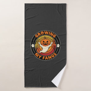 Halloween Growing My Fangs Ghost Pumpkin Bath Towel Set