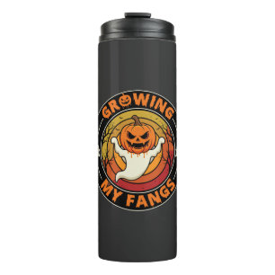 Halloween Growing My Fangs Ghost Pumpkin Thermal Tumbler