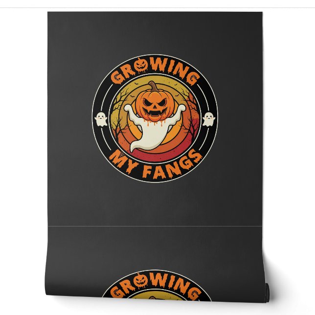 Halloween Growing My Fangs Ghost Pumpkin Wallpaper (Unrolling)