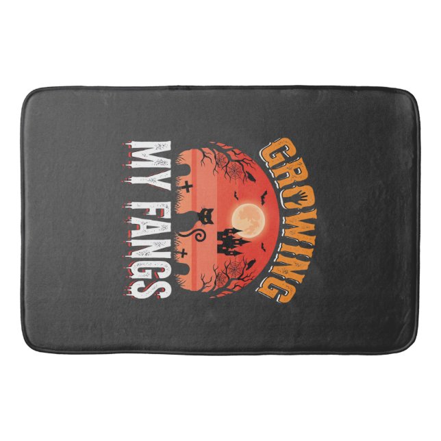 Halloween Growing My Fangs Haunted Cat Bath Mat (Front)