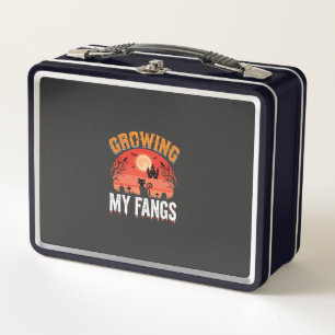Halloween Growing My Fangs Haunted Cat Metal Lunch Box