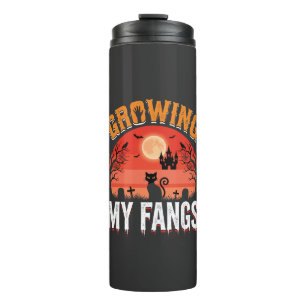 Halloween Growing My Fangs Haunted Cat Thermal Tumbler