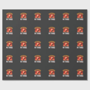 Halloween Growing My Fangs Haunted Cat Wrapping Paper