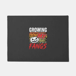 Halloween Growing My Fangs Vampire Pumpkin Doormat