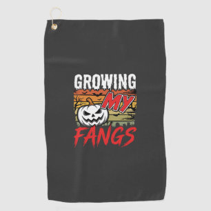 Halloween Growing My Fangs Vampire Pumpkin Golf Towel