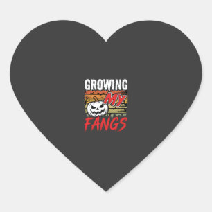 Halloween Growing My Fangs Vampire Pumpkin Heart Sticker