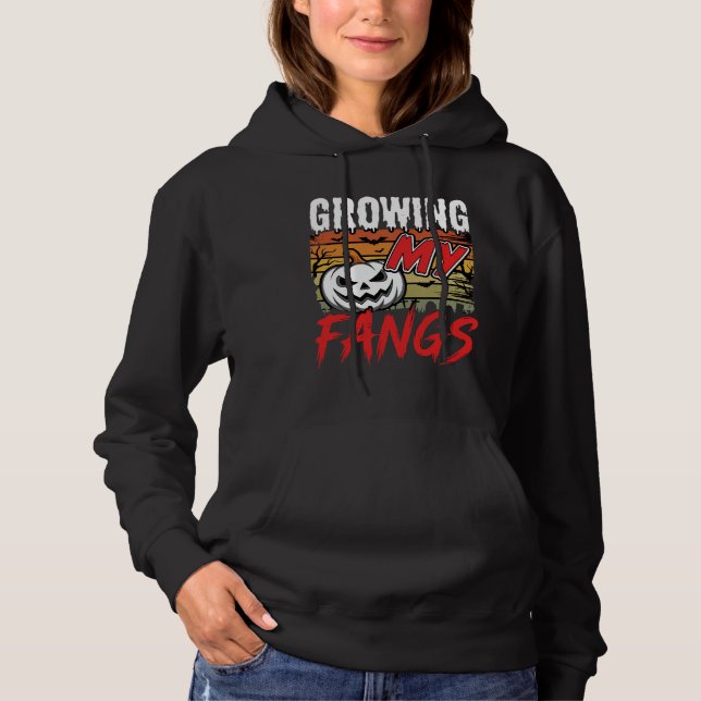 Halloween Growing My Fangs Vampire Pumpkin Hoodie (Front)