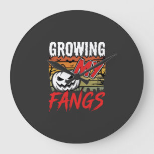 Halloween Growing My Fangs Vampire Pumpkin Large Clock