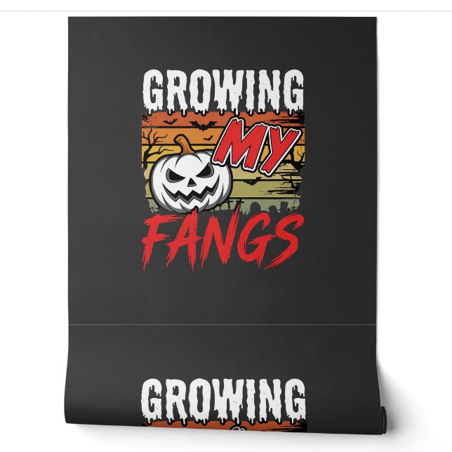 Halloween Growing My Fangs Vampire Pumpkin Wallpaper (Unrolling)