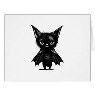 Halloween Grumpy Black Kitten In Bat Costume