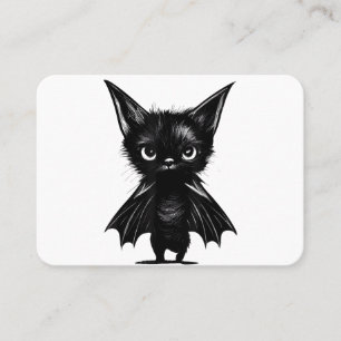 Halloween Grumpy Black Kitten In Bat Costume Business Card