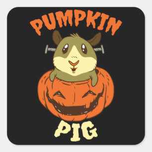 Halloween Guinea Pig Pumpkin Square Sticker