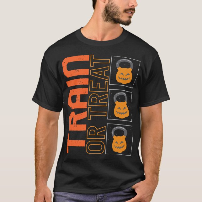 Halloween Gym Class Shirt, Train Or Treat Kettle T-Shirt (Front)