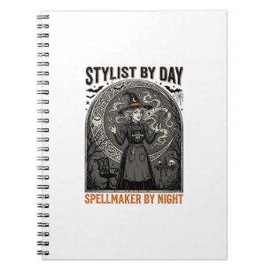 Halloween Hairstylist Witch Vintage Salon Magic De Notebook
