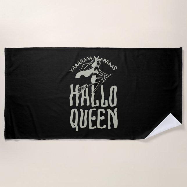 Halloween Hallo Queen Beach Towel (Front)