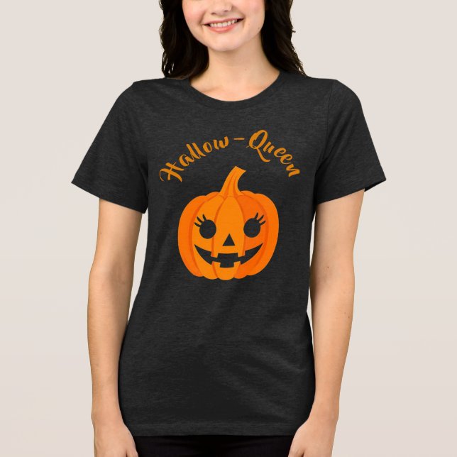Halloween Hallow-Queen Jack-O-Lantern Custom  Tri-Blend Shirt (Front)