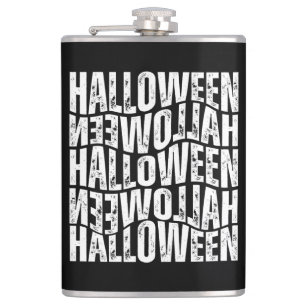 HALLOWEEN HALLOWEEN WARP TYPOGRAPHY HIP FLASK