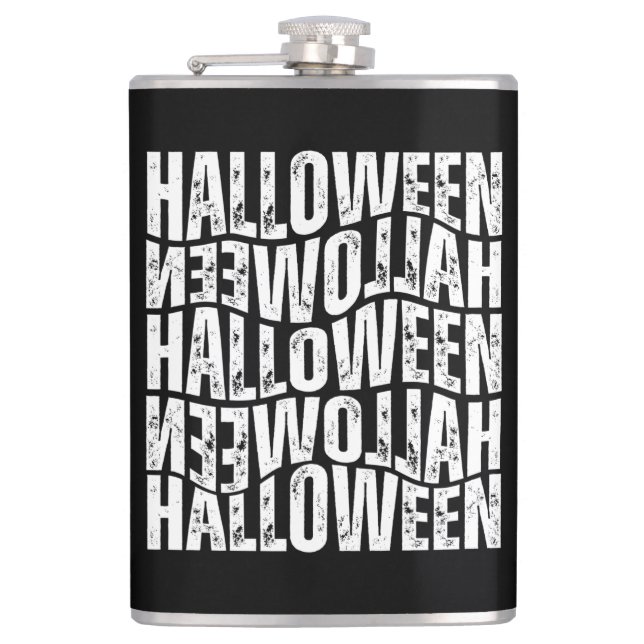 HALLOWEEN HALLOWEEN WARP TYPOGRAPHY HIP FLASK (Front)