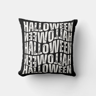 HALLOWEEN HALLOWEEN WARP TYPOGRAPHY THROW PILLOW
