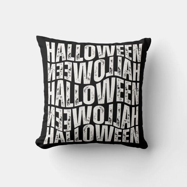 HALLOWEEN HALLOWEEN WARP TYPOGRAPHY THROW PILLOW (Front)