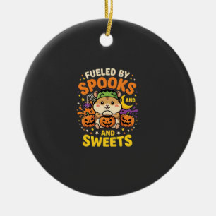 Halloween Hamster Fuelled By Spooks And Sweets_1 Ceramic Ornament