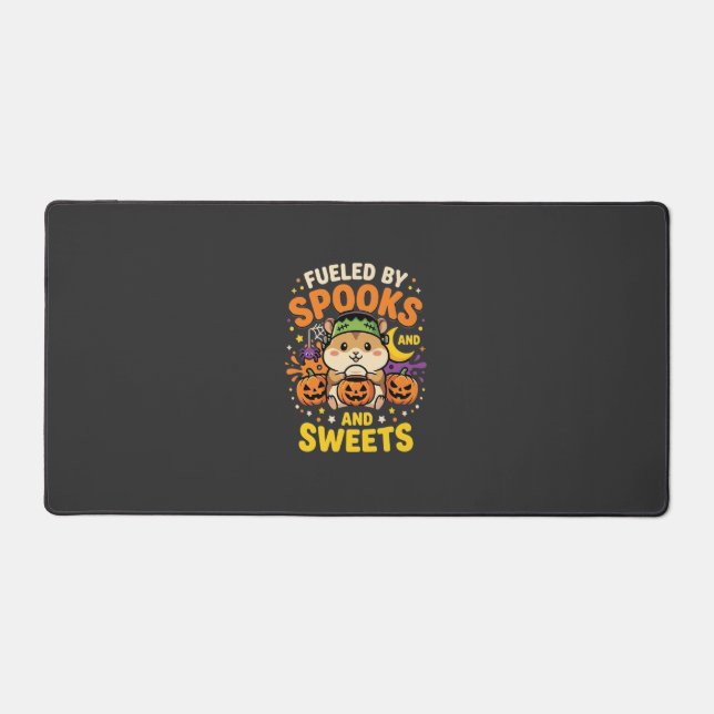 Halloween Hamster Fuelled By Spooks And Sweets_1 Desk Mat (Front)