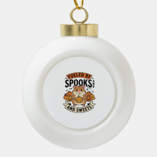 Halloween Hamster Fuelled By Spooks Funny Cute_1 Ceramic Ball Christmas Ornament