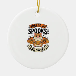 Halloween Hamster Fuelled By Spooks Funny Cute_1 Ceramic Ornament