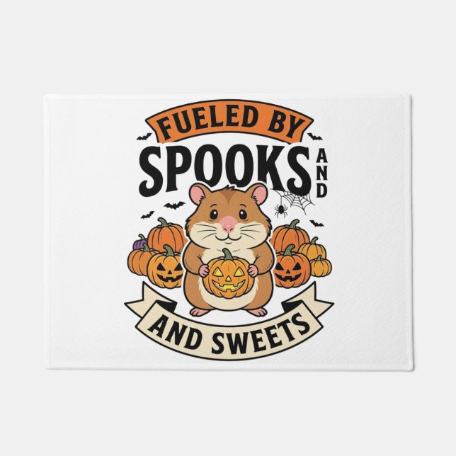 Halloween Hamster Fuelled By Spooks Funny Cute_1 Doormat (Front)