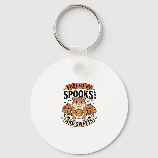 Halloween Hamster Fuelled By Spooks Funny Cute_1 Keychain (Front)