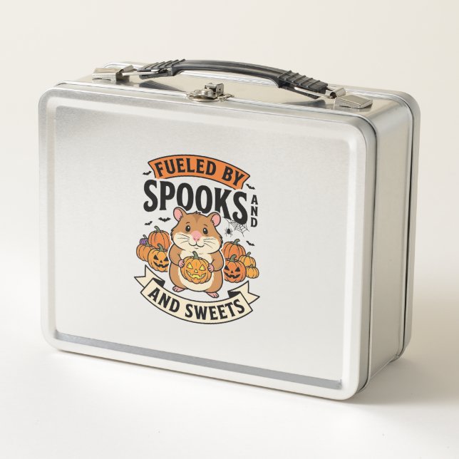 Halloween Hamster Fuelled By Spooks Funny Cute_1 Metal Lunch Box (Front)
