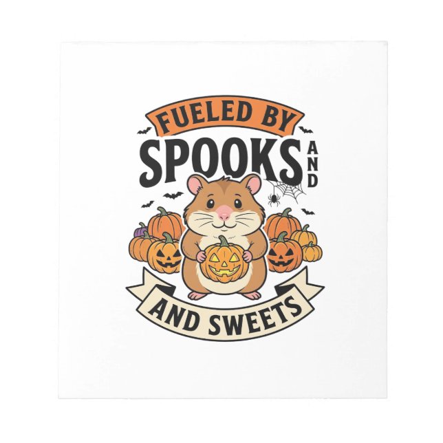 Halloween Hamster Fuelled By Spooks Funny Cute_1 Notepad (Front)