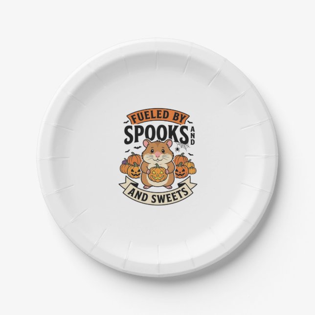 Halloween Hamster Fuelled By Spooks Funny Cute_1 Paper Plate (Front)