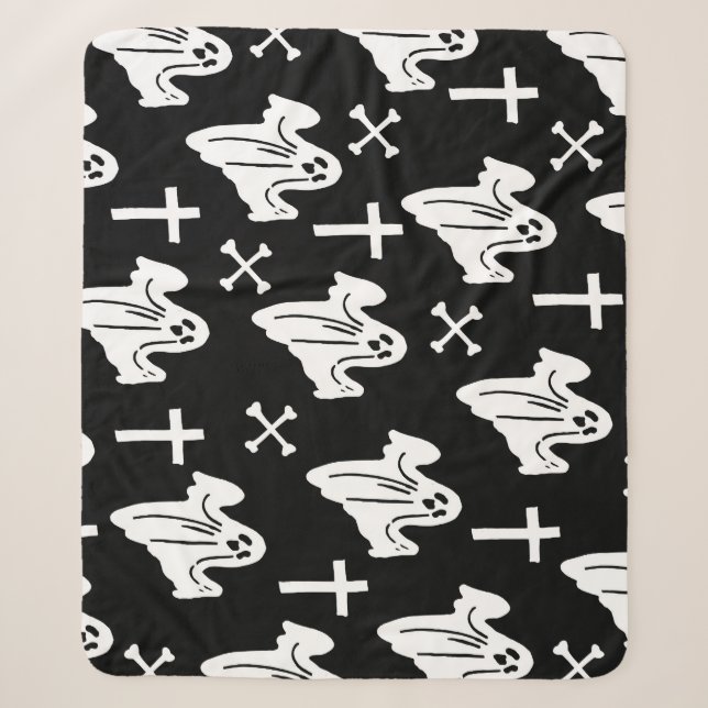 Halloween Hand Drawn Pattern Background Sherpa Blanket (Front)