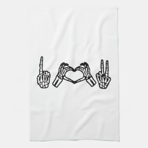 Halloween Hand Sign Language I Heart Peace Kitchen Towel