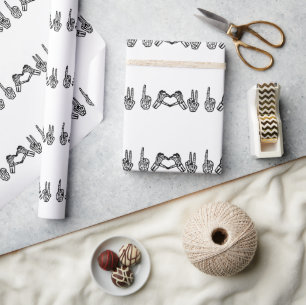 Halloween Hand Sign Language I Heart Peace Wrapping Paper