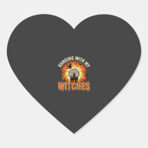 Halloween Hanging With My Witches Haunted House Heart Sticker