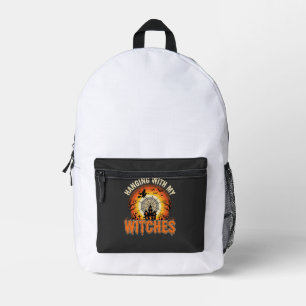 Halloween Hanging With My Witches Haunted House Printed Backpack