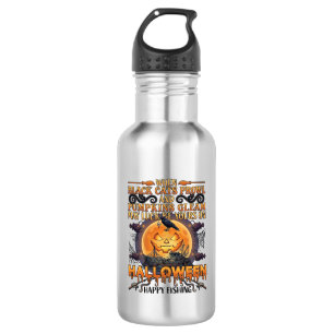 Halloween Happy Fishing Black Cats Pumpkins Crow A 532 Ml Water Bottle