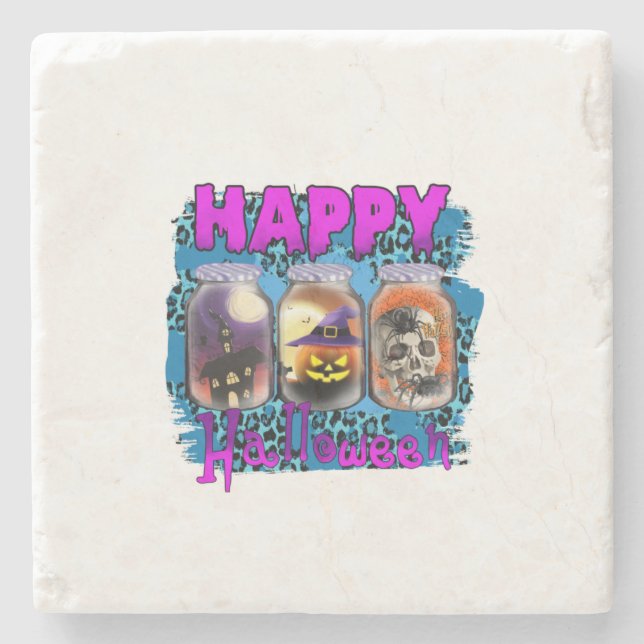 Halloween Happy Halloween Birthday Stone Coaster (Front)