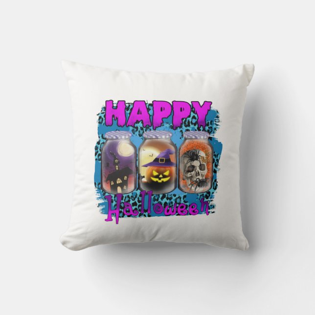 Halloween Happy Halloween Birthday Throw Pillow (Front)
