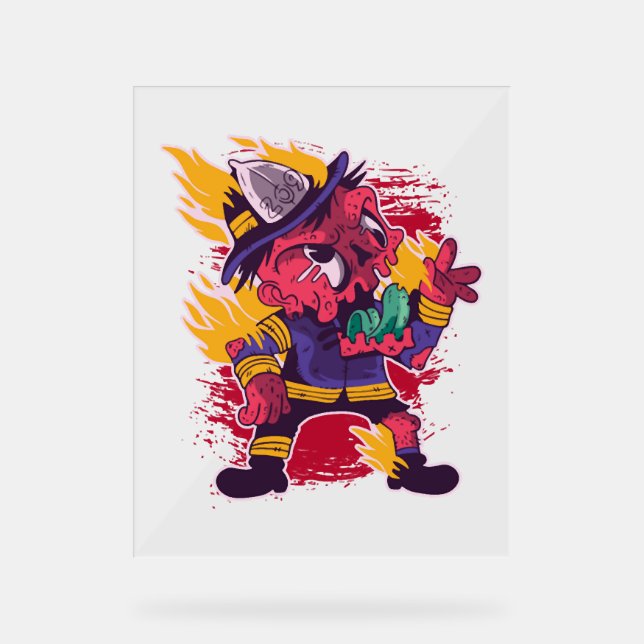 Halloween Happy Halloween Firefighter Costume Acrylic Sign (Front)