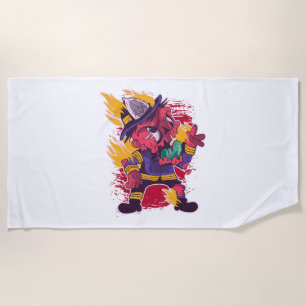 Halloween Happy Halloween Firefighter Costume Beach Towel